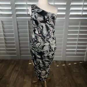 Fashion Nova One Shoulder Ruched Dress 2XL Sexy Clubwear Night Out Bodycon Print
